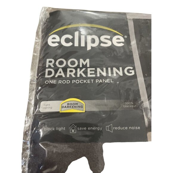 Eclipse Room Darkening Rod Pocket Panel Curtain 52in x 84in Tricia Grey - Picture 2 of 6